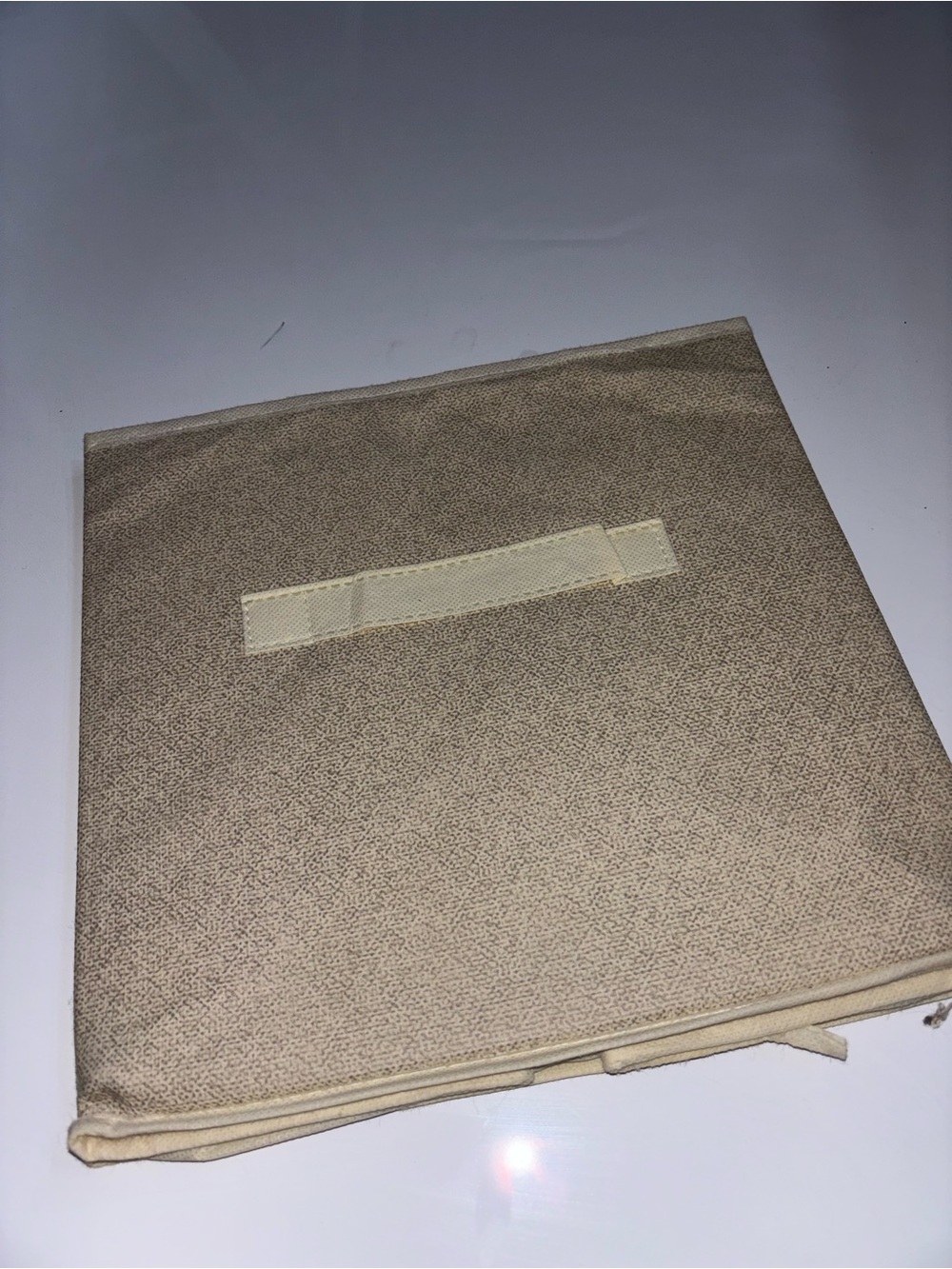 Beige Fabric Storage Cube Bin - Neutral Home Accent